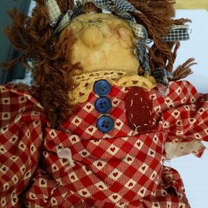 Vintage Rag Doll with Red Checkered Dress